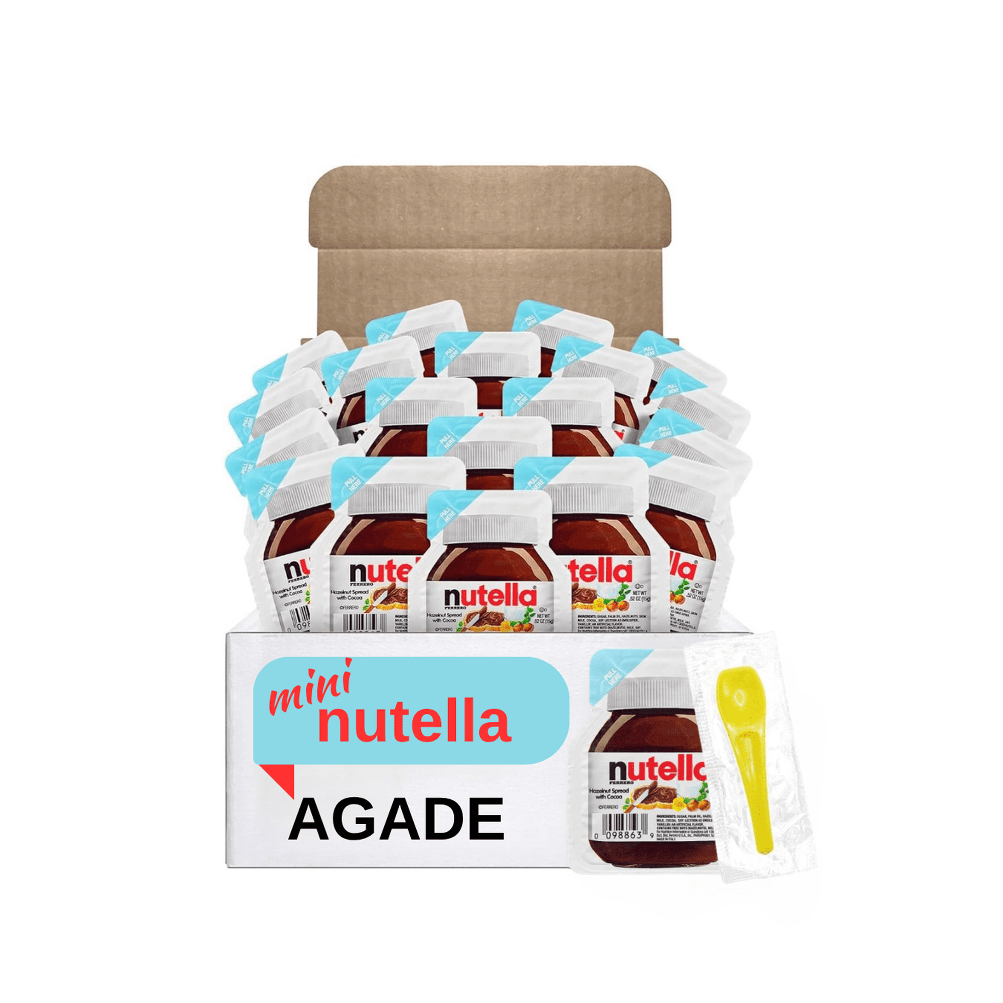Nutella Chocolate Hazelnut Spread Mini Portion Snack Pack, 20 x 15g with spoon