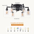thumbnail image 3 of Garwarm 6-Light Industrial Ceiling Fan with Lights and Remote, Black Flush Mount Ceiling Fan, 6-Speed Reversible Quiet DC Motor, Light Fixture for Living Room Bedroom Dining Room, 3 of 17