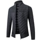 thumbnail image 1 of Suéter de punto cálido a juego con colores de moda con forro polar y cremallera a cuadros a rayas con cuello alto para hombre de otoño e invierno, 1 of 5