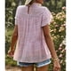 thumbnail image 4 of Blusa de mujer con cuello redondo y manga con volantes, estampado fluido, holgado, informal, de gasa, color rosa M, 4 of 6