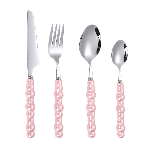 SPOORYYO 4-Piece Stainless Steel Flatware Set, Unique Modern Design Cutlery for Dining, Multi-Purpose Utensils for Parties & Travel