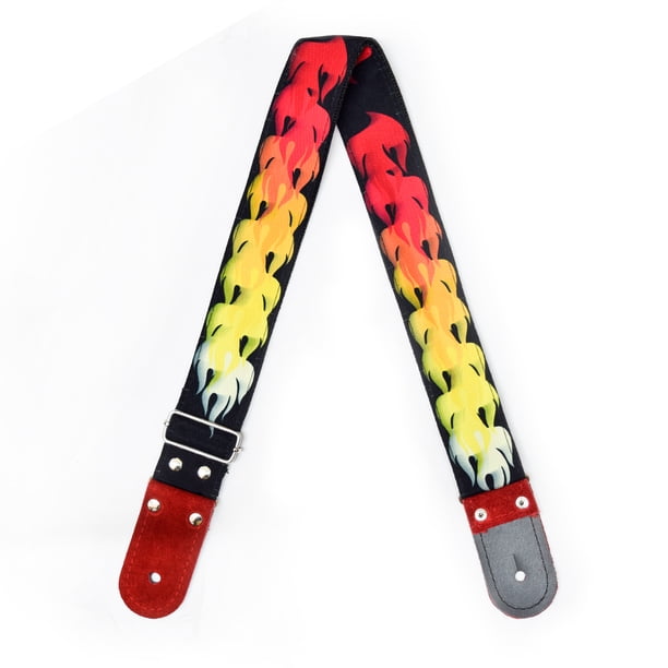 Correa para guitarra Strap o Tahali para guitarra acústica, bajo eléctrico, guitarra eléctrica Kidam Flamas Rojo