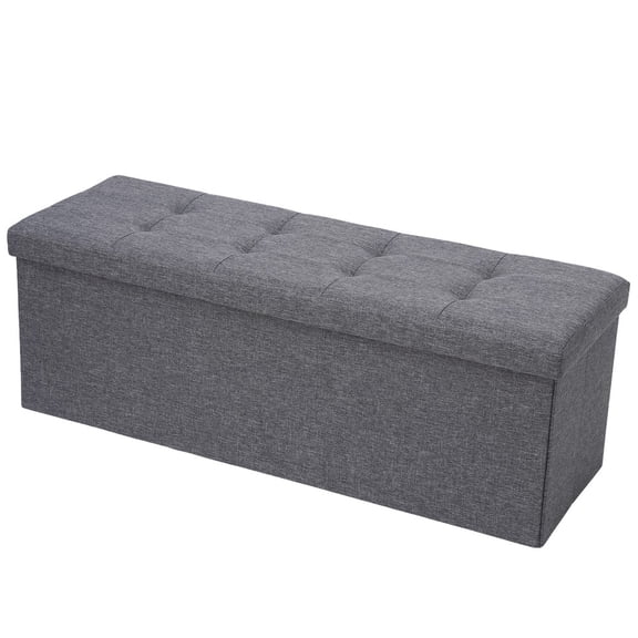 SONGMY 43" Storage Ottoman Bench, Grey Foot Rest Stool for Bedroom Entryway Living Room