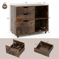 thumbnail image 3 of Giantex Rolling File Cabinet, Lateral Filing Cabinet w/Open Storage Shelves, Under Desk Storage Organizer, Mobile Printer Stand, Brown, 3 of 8