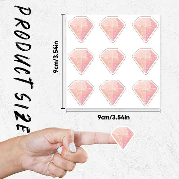 180pcs Pink Diamond Stickers 3.54x3.54 inch Self-Adhesive Paper Decorative Stickers Waterproof Decorative Decals for Scrapbook Calendar Journals Crafting Party Gift Bag Decor