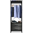 thumbnail image 4 of YSNW Clothing Rack with Drawers - Clothes Stand Dresser - Wood Top, Steel Frame, & Fabric Drawers - Tall Closet Storage Organizer - Garment Rack for Hanging Shirts, Dresses, & Jackets（Gray Wood）, 4 of 14