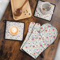 thumbnail image 5 of Pioneer Flower Floral Print Pattern 2-Pack Oven Mitts Set, Heat Resistant Kitchen Gloves, 7.7" X 12", 5 of 6