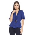 thumbnail image 1 of Blusa Mujer con hebilla Escote V Manga Olanes Marino azul 3XG INCÃGNITA 550440, 1 of 5