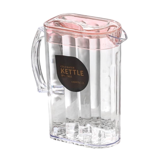 Jarra de agua, tetera para té helado, gran capacidad, versátil, para agua fría y caliente con tapa Rosa rectangular