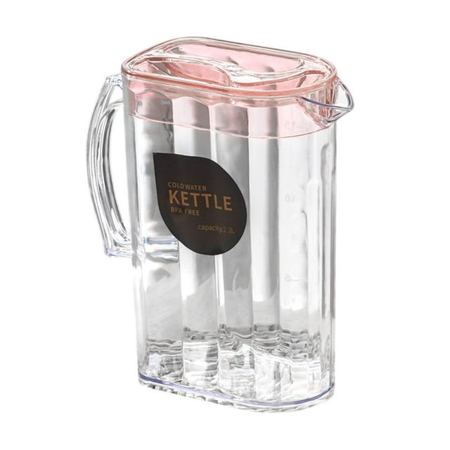Siruishop Water Pitcher Clear Large Capacity Water Jug for Beverage Juice Refrigerator Pink Rectangular