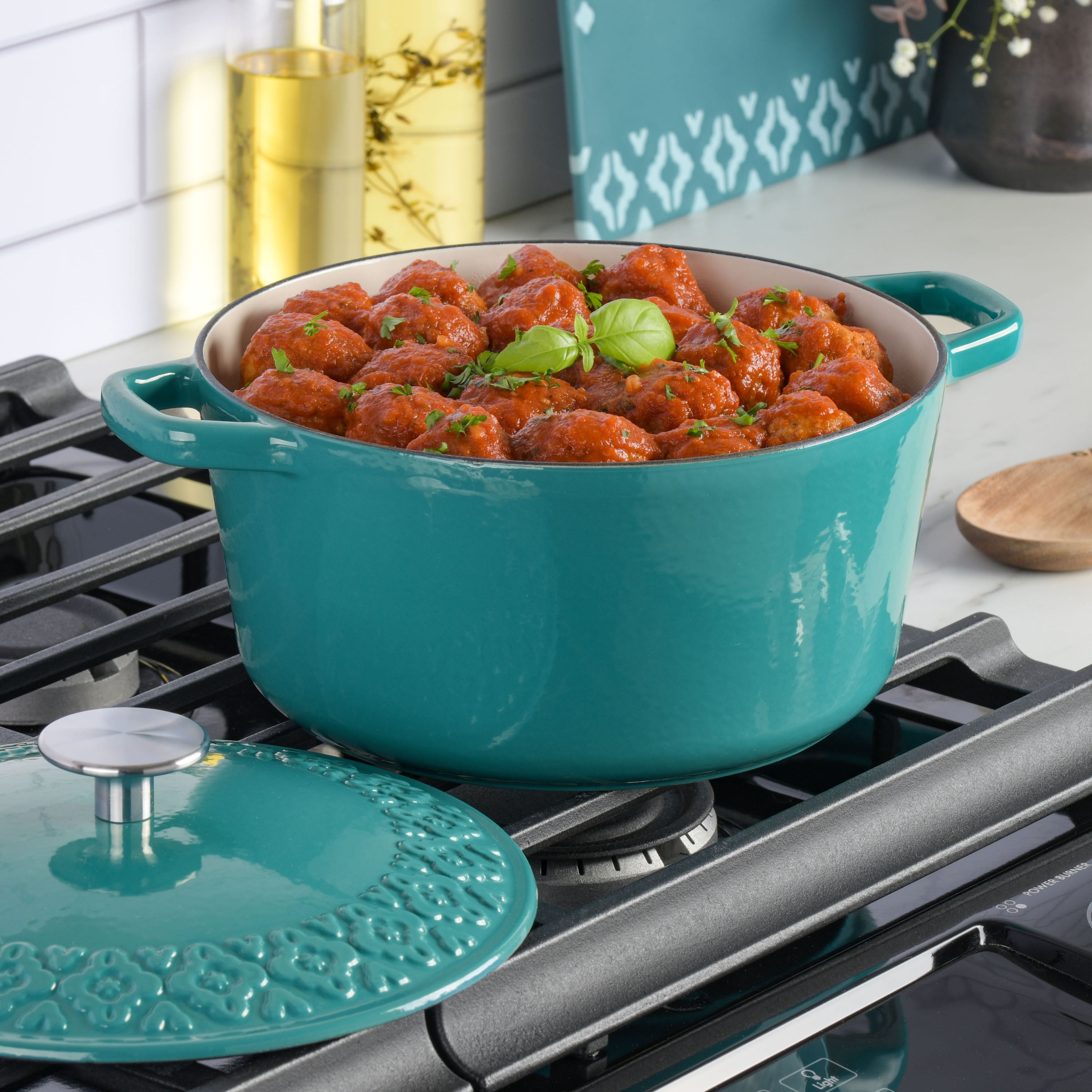 Spice BY TIA MOWRY Savory Saffron 6 qt. Enameled Cast Iron Dutch Oven with  Lid in Charcoal 985118381M - The Home Depot
