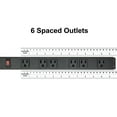 thumbnail image 4 of Opentron OT0160631 Metal Surge Protector Power Strip Extension Cord 16 inches 6 Black Outlet 3 Feet Power Cord, 4 of 7