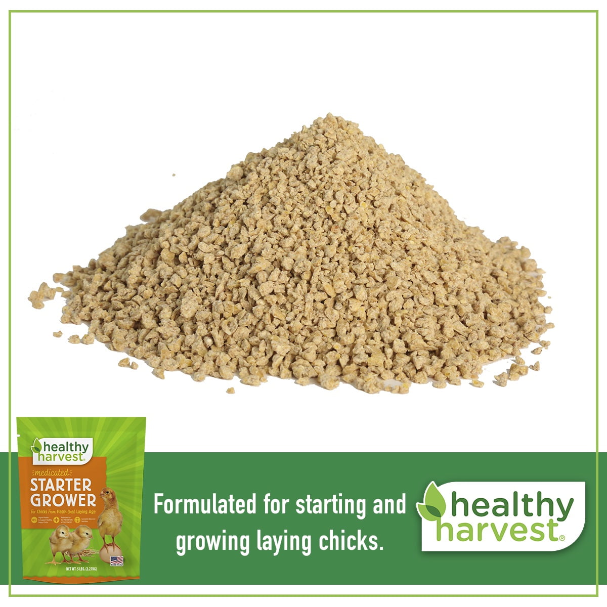Healthy Harvest Medicated Starter Crumble Feed for Baby Chicks 5 lb Bag
