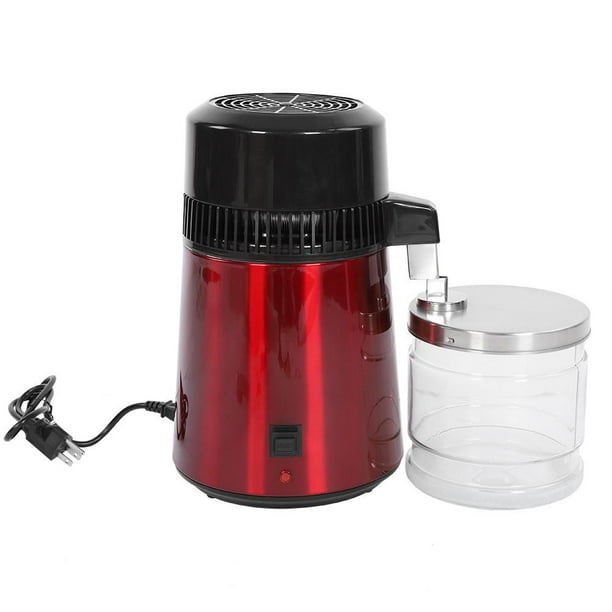 LYUMO Electric Pure Water Distiller Countertop Stainless Steel Shell with Glass Bottle