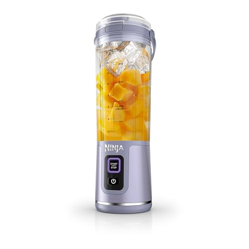 Ninja Blast Licuadora Portatil Recargable para Smoothies,Batidos,Ninja frappe de cable desmontable USB tipo C, vaso licuadora de 532ml(18 oz) Negro(Reacondicionado) (Lavanda)