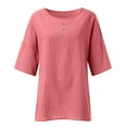 thumbnail image 4 of DuoJiaJ Womens Loose 1/2 Long Sleeve Blouse Tops Solid Casual Short Sleeve Shirt Blouse Plus Size Women’s Tops Pink XXL, 4 of 4