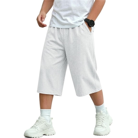 Enridrech Boys Cropped Sweatpant Elastic Waisted Pant Lightweight Crop Sweatpants Casual Loose Trousers