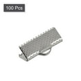 thumbnail image 3 of Uxcell Ribbon Crimp Clamp Ends, 16mm Bookmark Pinch Cord End Clasps for DIY Silver White 100Pack, 3 of 7