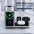 thumbnail image 3 of 4 in 1 Alarm Clock Wireless Charger Stand, Wireless Charging Station for Multiple Devices, 4 in 1 Wireless Charging Dock with Alarm Clock (Gray), 3 of 8