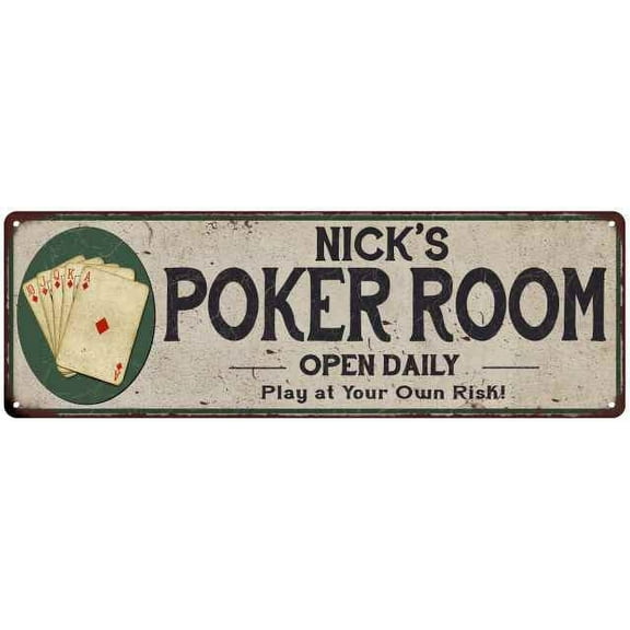 Nick's Poker Room Gift 6x18 Metal Sign Game Decor 206180048358