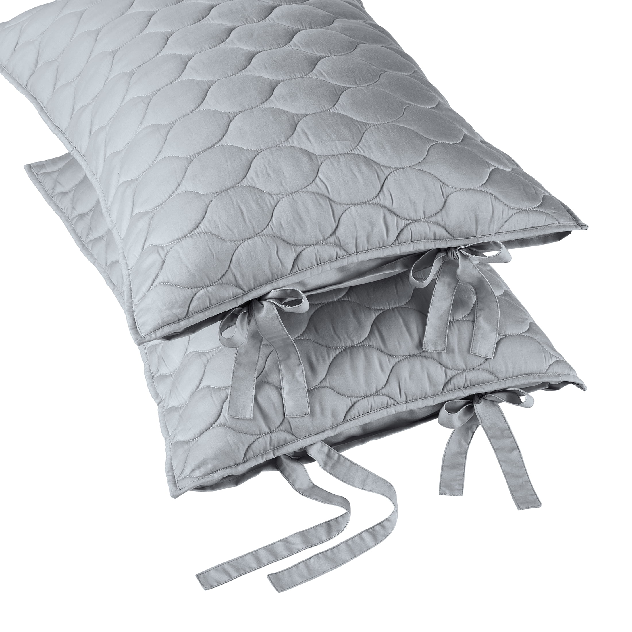 Better Homes & Gardens Tencel Quilted Pillow Shams, King, Silver Grey, 2 Pack