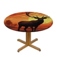 thumbnail image 3 of WYYP Round Fitted Tablecloth with Elastic Edged, Forest Elk Round Table Cover, Abstract Elk Waterproof Table Cover for Kitchen Dining Holiday Parties Decoration,Fit for Round Tables White, 3 of 7