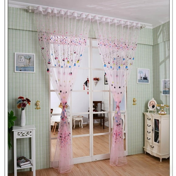 EGNMCR Curtains, Curtains for Bedroom Flower Window Screens Door Balcony Curtain Panel Sheer a Curtain