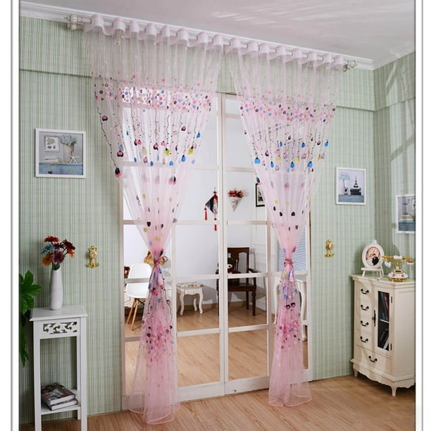Panel cortina voile 200cm x 100cm - Cortina transparente para puerta de ventana y puerta de balcón para exhibición en casa y tienda