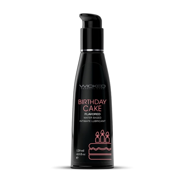 Wicked Aqua Flavored Water Based Personal Lubricant, Birthday Cake, 4 oz