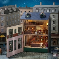 BESTSKY Adult's Wooden Mini Handmade Dollhouse with LED