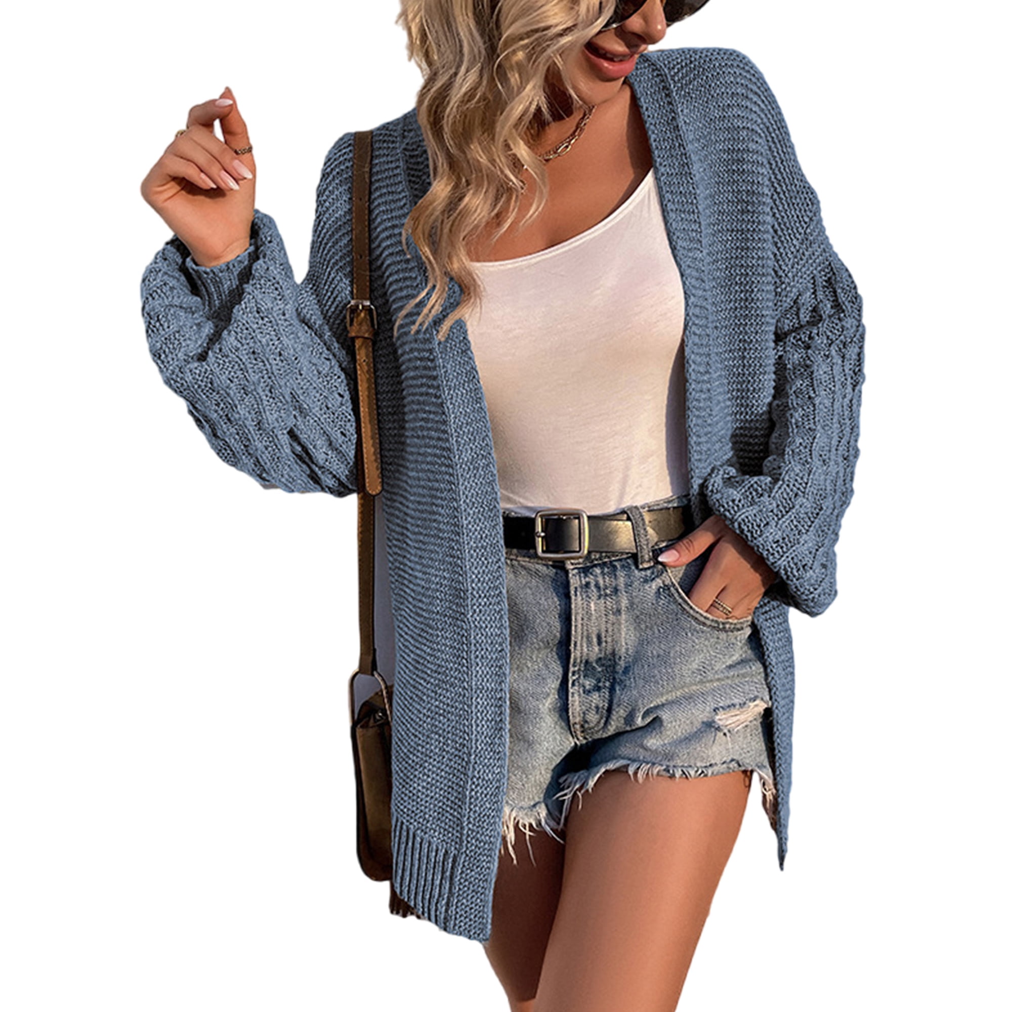 Bellella Ladies Cardigans Long Sleeve Knitted Sweaters Chunky Knit