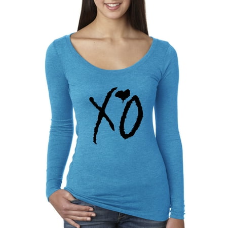 New Way 762 - Women's Long Sleeve T-Shirt XO The Weeknd Weekend Blackout Small