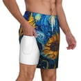 thumbnail image 2 of Balery Starry Night Sunflower Field Mens Swim Trunks Swim Shorts for Men Quick Dry Inseam Beach Shorts with Compression Liner Pocket-X-Large, 2 of 9