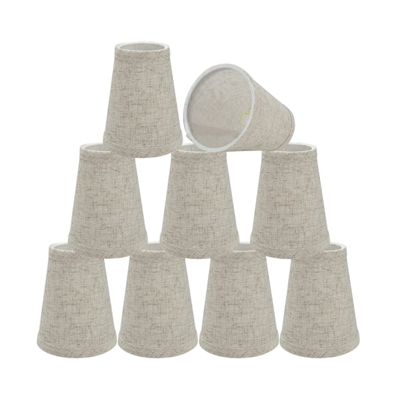 Aspen Creative 32658-9 Small Hardback Empire Shape Chandelier Clip-On Lamp Shade Set (9 Pack), Transitional Design in Beige, 4" bottom width (2 1/2" x 4" x 5" )