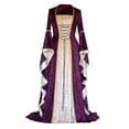 thumbnail image 2 of Lace Up Bell Sleeve Dress, Renaissance Velvet Dress, Medieval Royal Gown, Gothic Velvet Costume, Womens Renaissance Medieval Costume Dress Lace Up Irish Over Long Dresses Cosplay Retro Gown, Purple L, 2 of 4