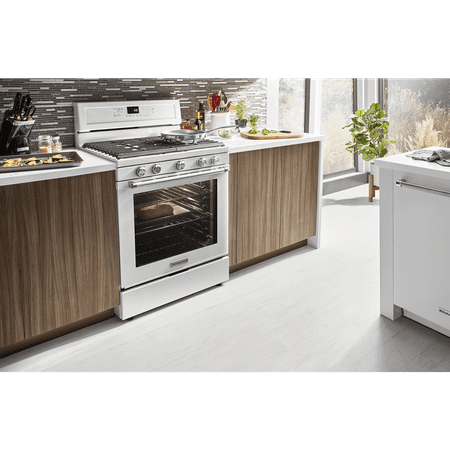 KitchenAid - 5.8 Cu. Ft. Self-Cleaning Freestanding Gas True Convection Range with Even-Heat - White