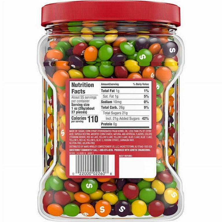 SKITTLES Original Fruity Candy Jar, 54 oz, Bulk Resealable Jar for