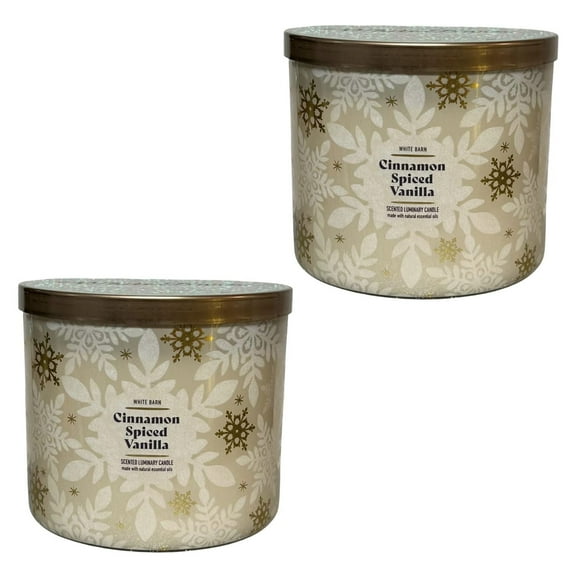 Bath and Body Works (2 Pack) Cinnamon Spiced Vanilla Scented Candle 3-Wick (14.5 oz / 411 g)
