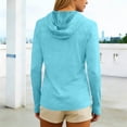 thumbnail image 6 of Maqroz Womens UPF 50+ Sun Protection Hoodie Shirt with Thumb Holes Long Sleeve Workout Fishing Hiking Hooded Uv Protection Shirts Lightweight Quick Dry Tops Outdoor Light Blue L, 6 of 6