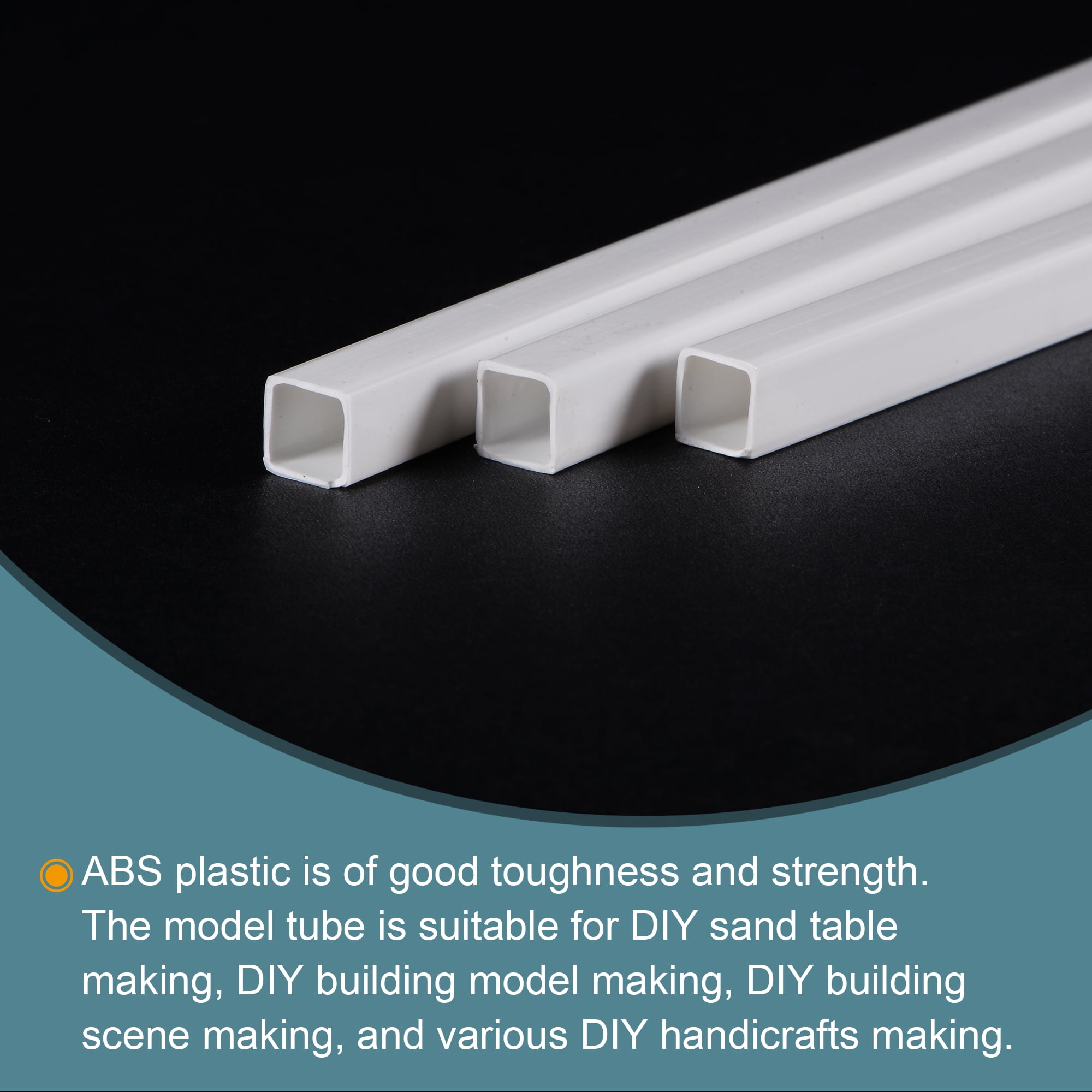 uxcell 4pcs ABS Plastic Square Bars Rod 5mm×5mm×20 inch ABS Plastic Square Bar Rod for Architectural Model Making DIY White 