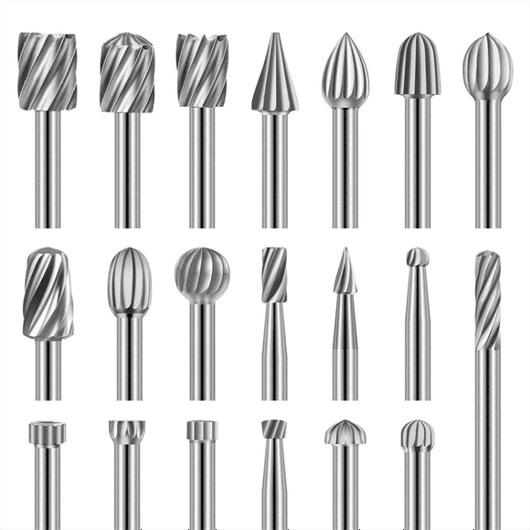 Brocas para Grabado y Tallado, 20 Piezas, Accesorios para Herramientas Rotativas, Juego de Brocas Rotativas