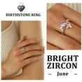 thumbnail image 4 of Beautlace Heart Birthstone Halo Ring,Butterfly 925 Sterling Silver Adjustable Birthstone Open Band Rings Birthday Christmas Valentines Jewelry Gifts for Women Mom-June, 4 of 11