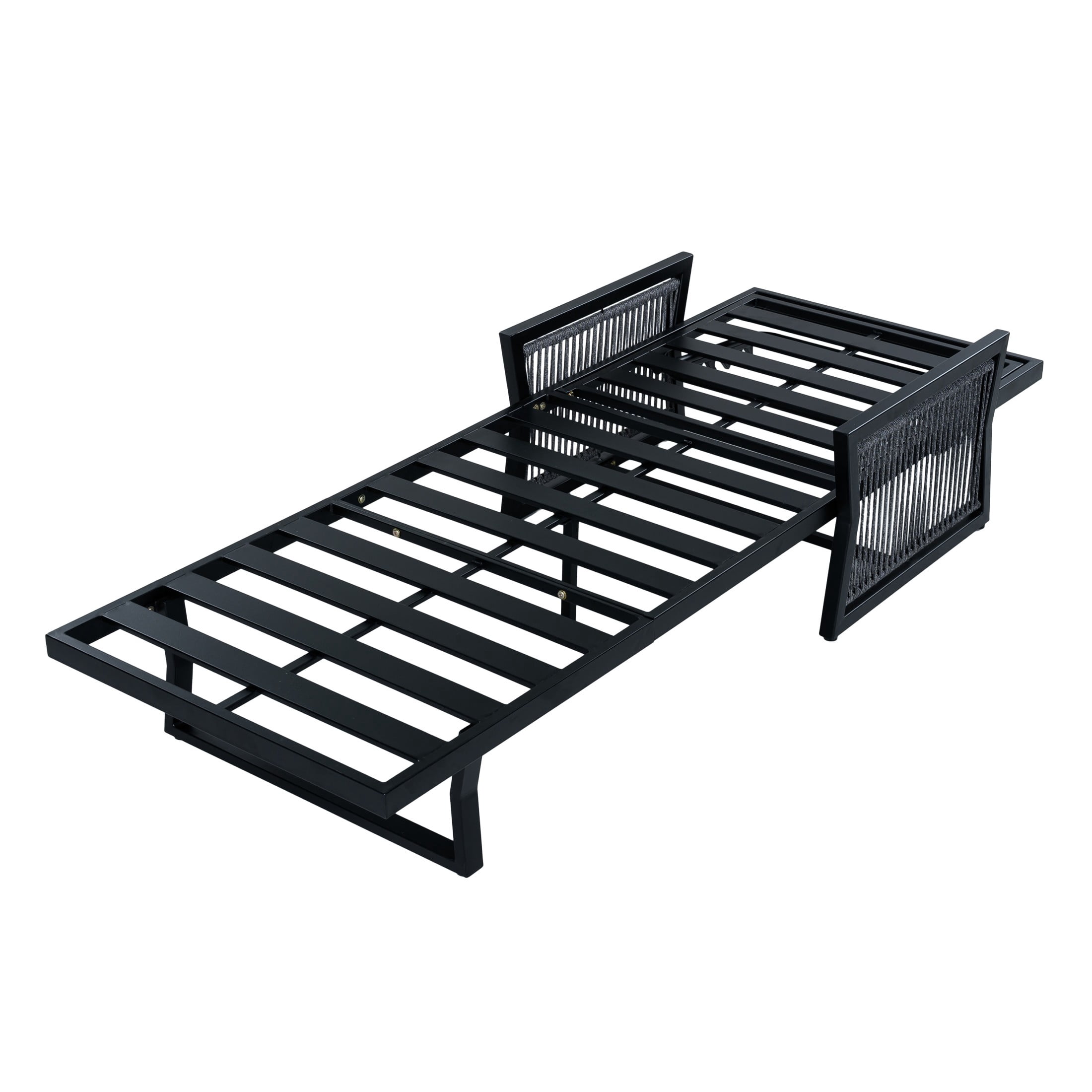 Christopher Knight Home Outdoor Chaise Lounge Frame with Adjustable Backrest, Iron and Rope, Black