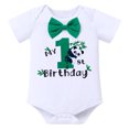 thumbnail image 2 of IBTOM CASTLE Infant Baby Boys Jungle Woodland Sea Animals 1st Birthday Outfit Bowtie Romper + Short Pants Cake Smash Photo Shoot Clothes Set 12 Months Green Panda Boxer, 2 of 8