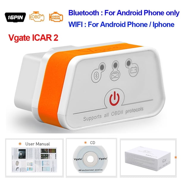 Vgate iCar2 obd2 escáner bluetooth ELM327 V2.2 obd 2 wifi icar 2 herramientas de coche elm 327 para android/PC/IOS lector de código envío gratis Tan Jianjun unisex