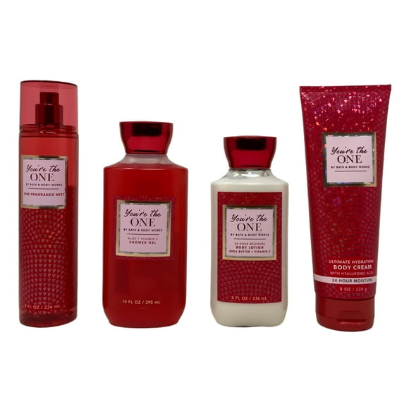 Bath & Body Works You're the One - Coffret Cadeau de Luxe - Lotion pour le Corps - Crème pour le Corps - Brume Parfumée Fine et Gel Douche - Taille Complète