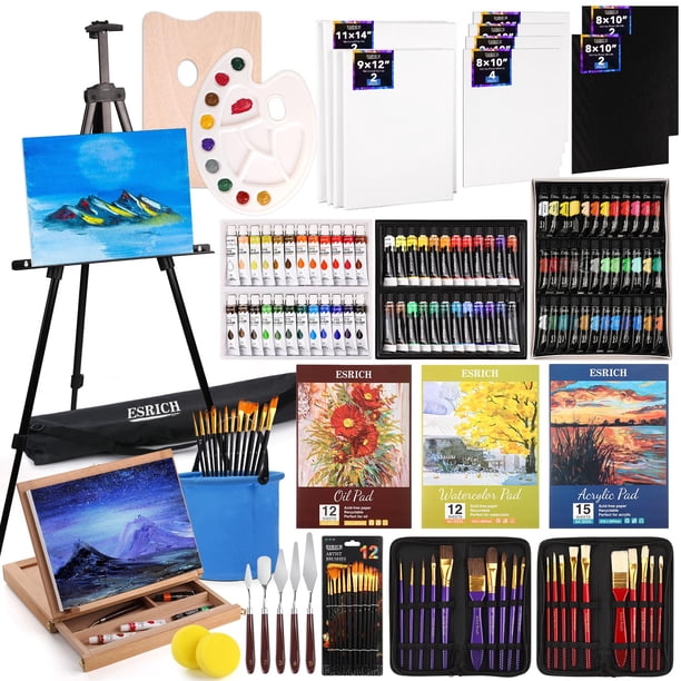 Set de pintura para artistas ESRICH de 141 piezas para óleo, acuarela y acrílico