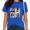 A-Blue, variant on Womens Shiny Gradient Lettering Multi Character Print Tee Unique Mother's Day Gift Apparel Blue, XL