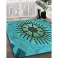 thumbnail image 3 of Ahgly Company Machine Washable Indoor Rectangle Transitional Teal Green Area Rugs, 7' x 9', 3 of 7