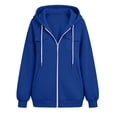 thumbnail image 3 of HAiming Hooded Jackets for Women Long Sleeve Zipper Loose Casual Jackets Fall Winter Workout Jackets with Pockets, 3 of 6